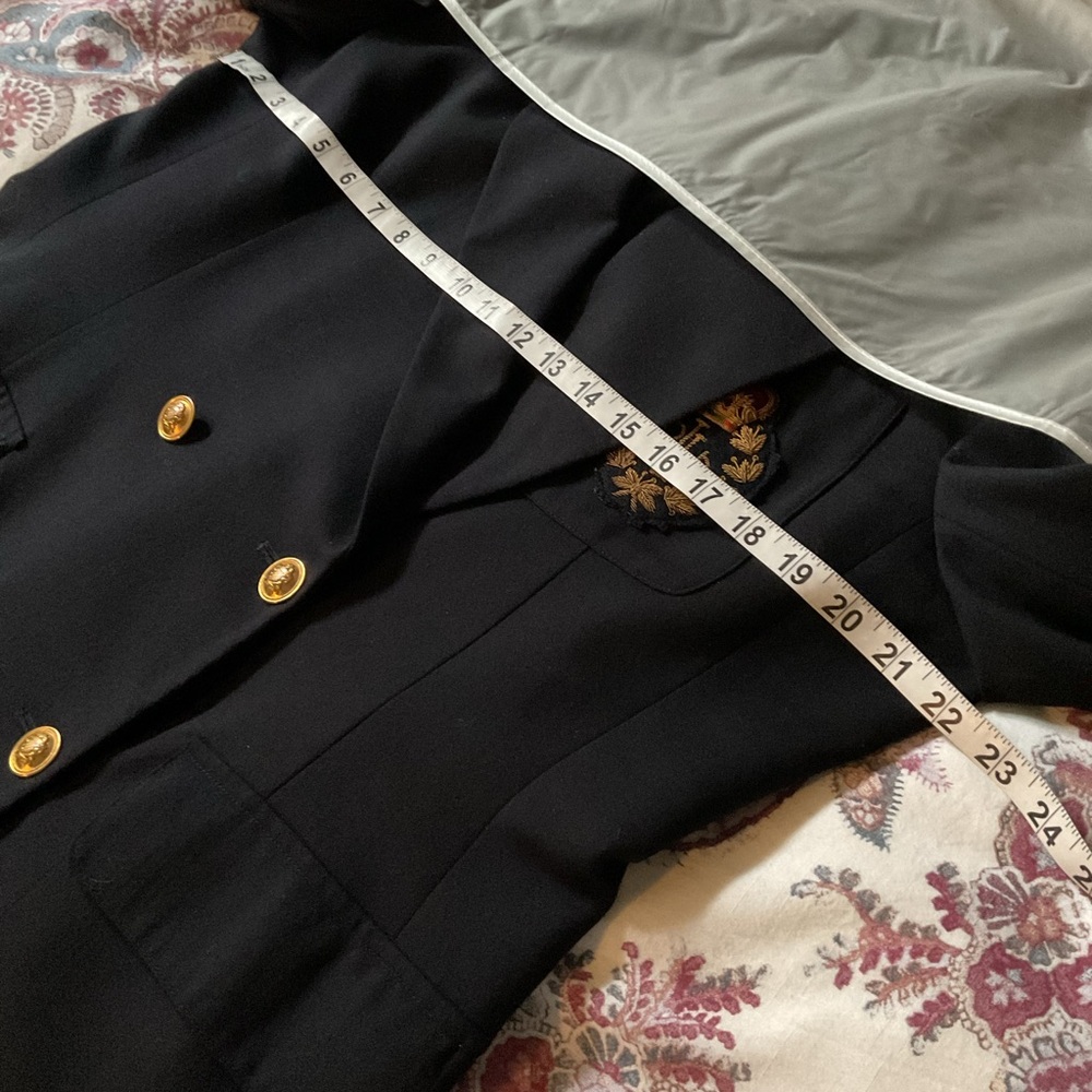 Lauren Ralph Lauren Double-Breasted Navy Blazer With Lauren Crest - Picture 11 of 11
